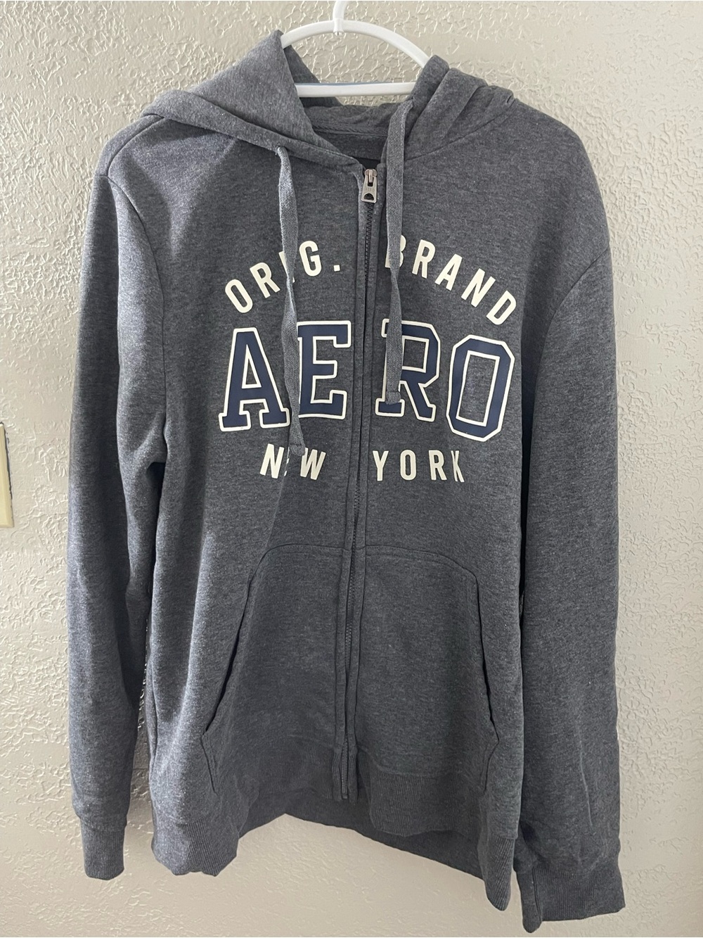 Y2K Aeropostale Men's‎ Charcoal Zip Hoodie 2X